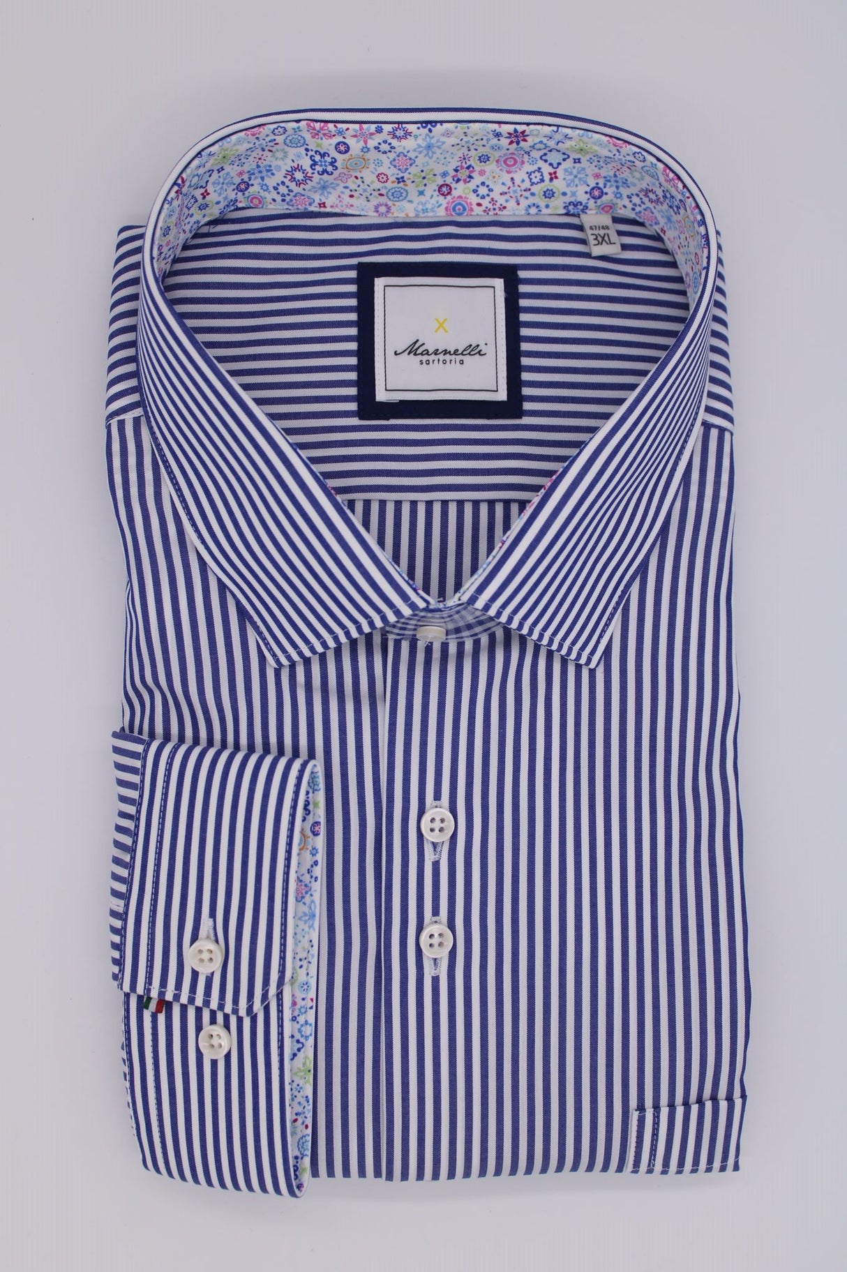 Marnelli Dark Blue Bengal Stripe Shirt Blue