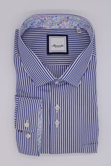 Marnelli Dark Blue Bengal Stripe Shirt Blue