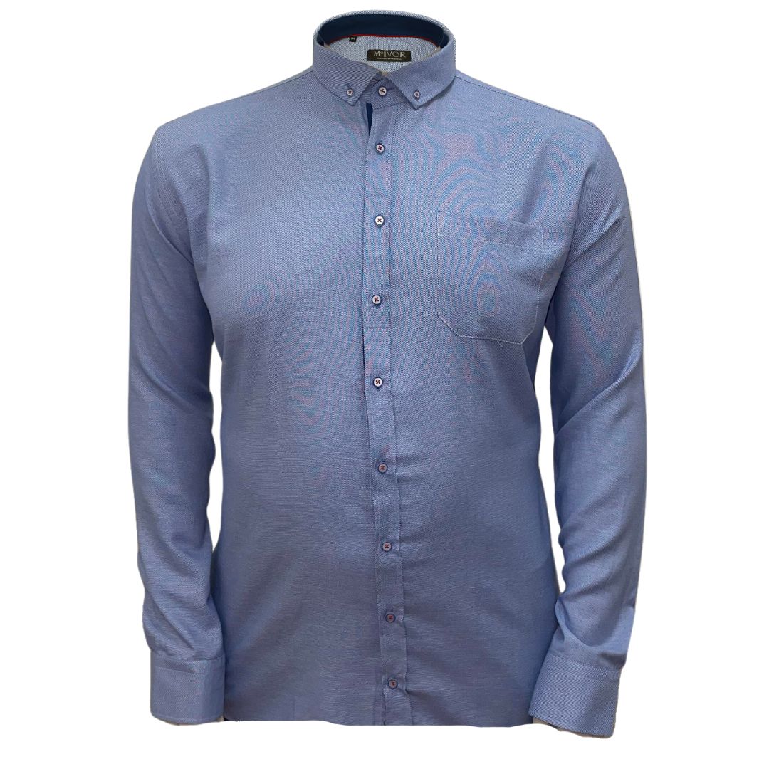 Mc Ivor Martin Denim Fleck Detail Shirt Blue