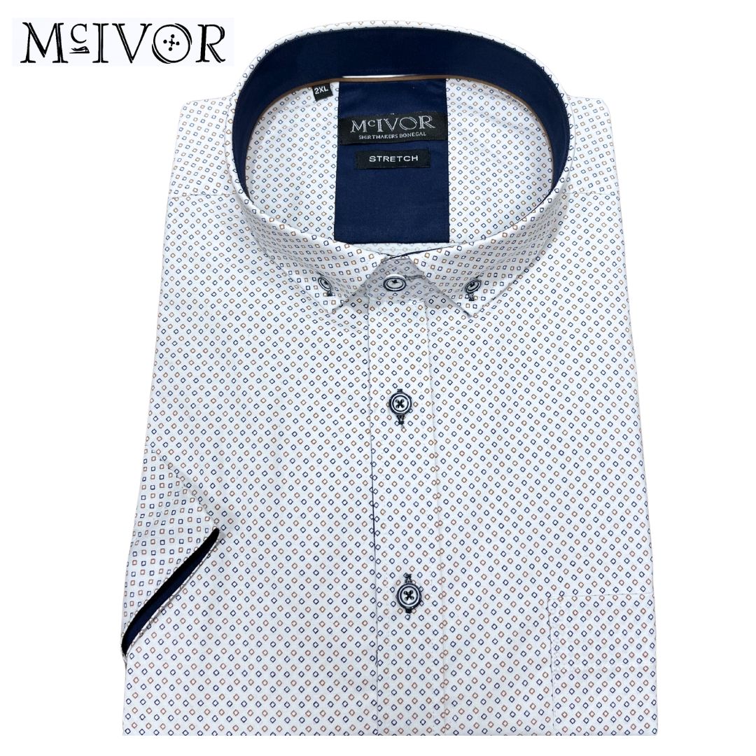 Mc Ivor Lorcan Brown Print Short Sleeve Brown