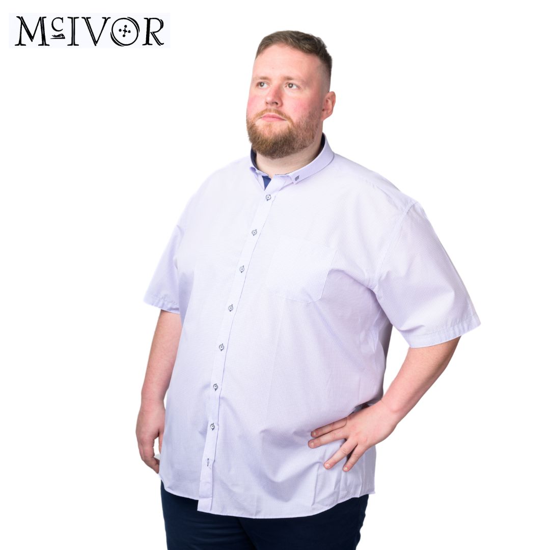 Mc Ivor Oisin Lilac Check Short Sleeve Shirt