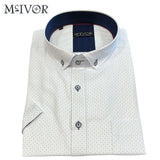 Mc Ivor Ultan White Shirt W/ Blue Print White