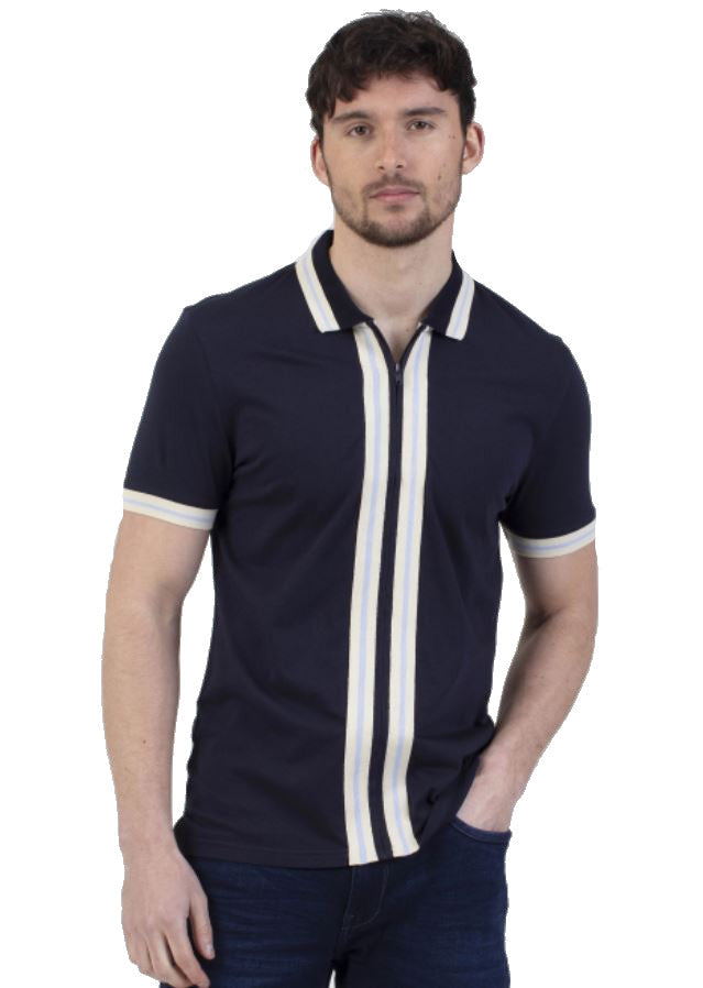 Mish Mash Belgrade Stripe Polo Shirt Navy