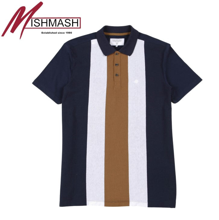 Mish Mash Lava Beige Stripe Polo Shirt Beige