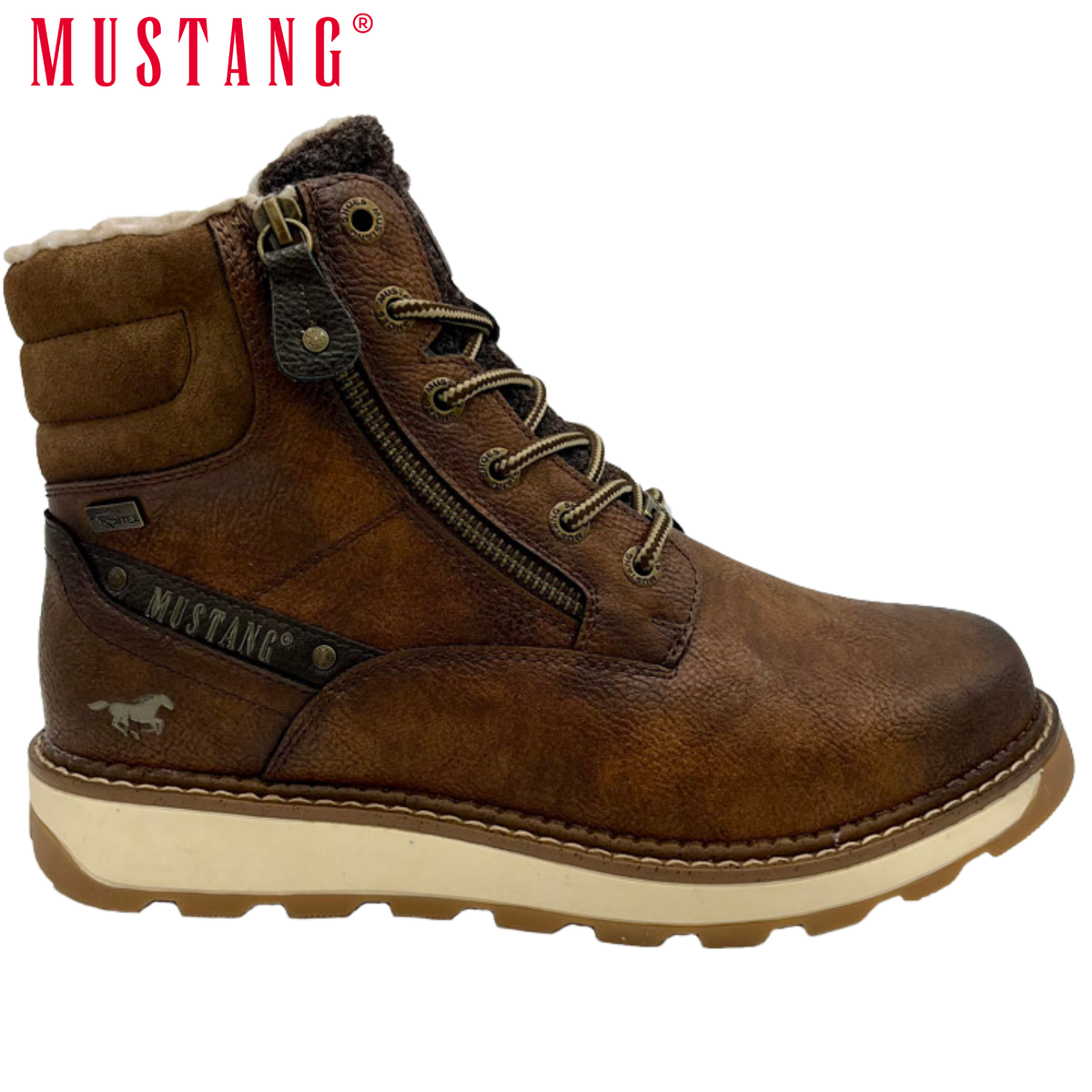 Mustang Faux Fur Zip Brown Boots Brown
