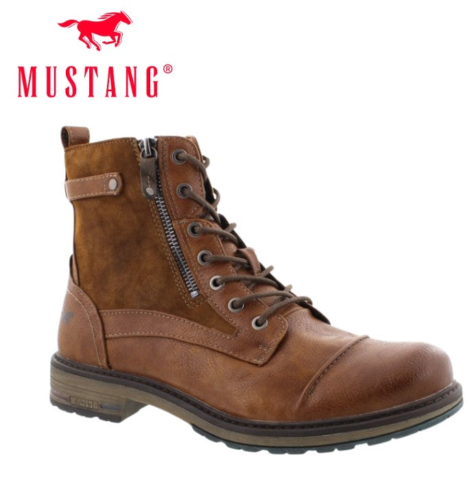 Mustang Faux Suede Side Zip Tan Boot Brown