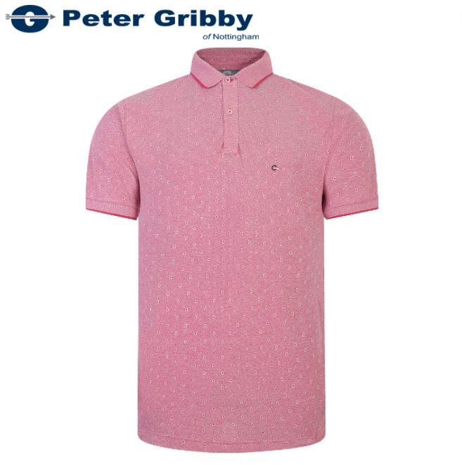 Peter Gribby Jacquard Pique Pink Polo Pink