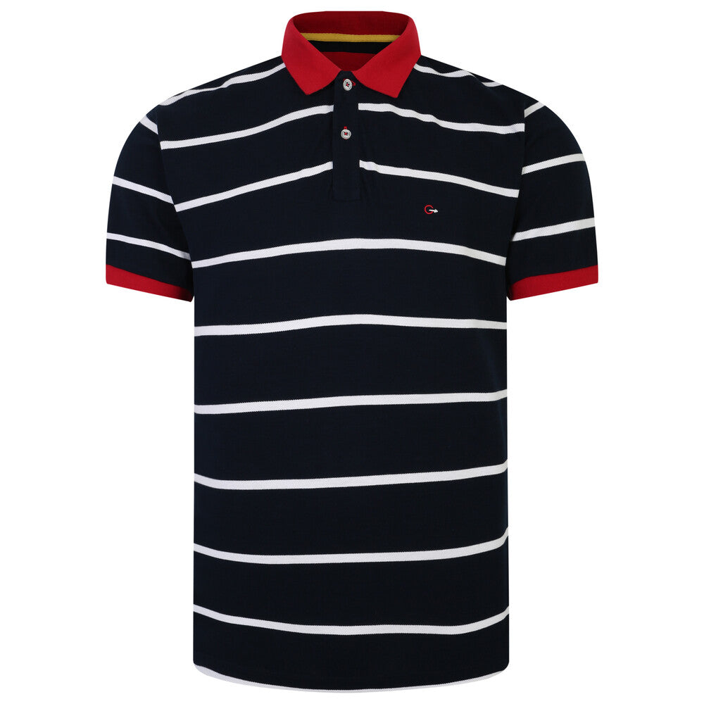 Peter Gribby Stripe Pique Navy Polo Navy