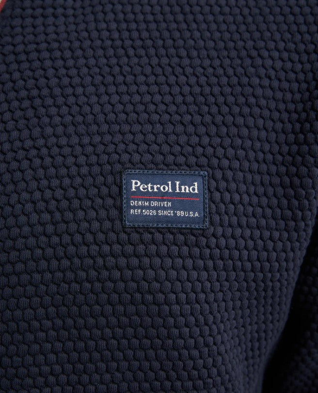 Petrol Sitka Full Zip Rib Navy Sweater Navy
