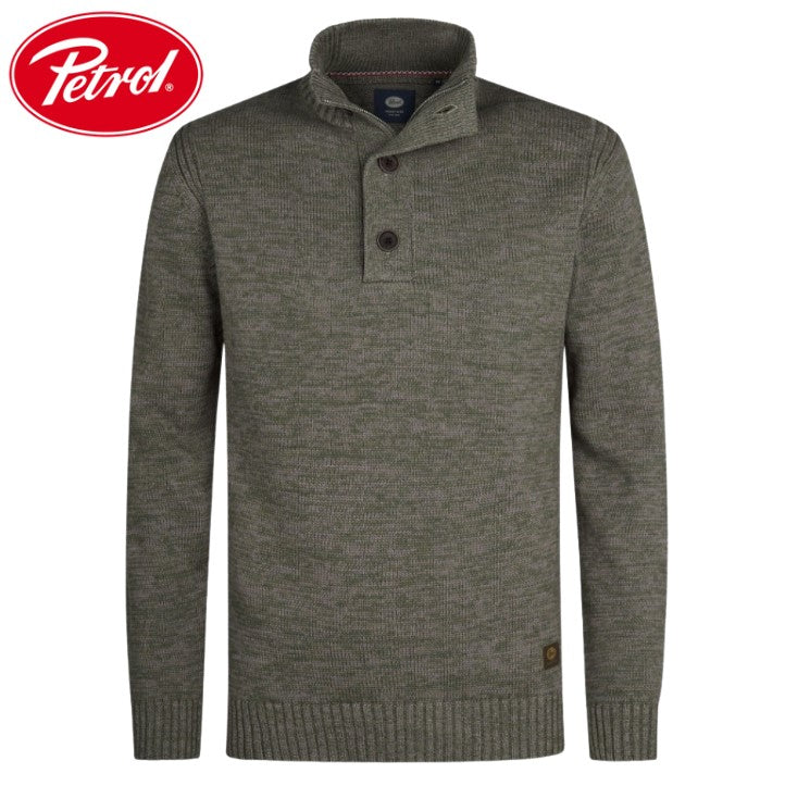 Petrol Dill Quarter Zip Mossy Stone Knit Grey