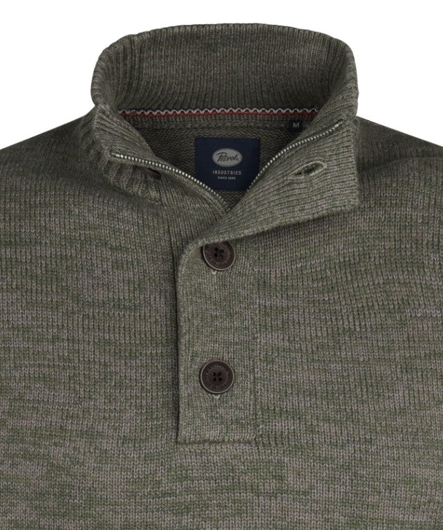Petrol Dill Quarter Zip Mossy Stone Knit Grey