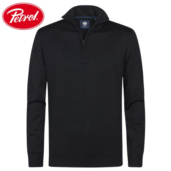 Petrol Logan Quarter Zip Black Knit Black