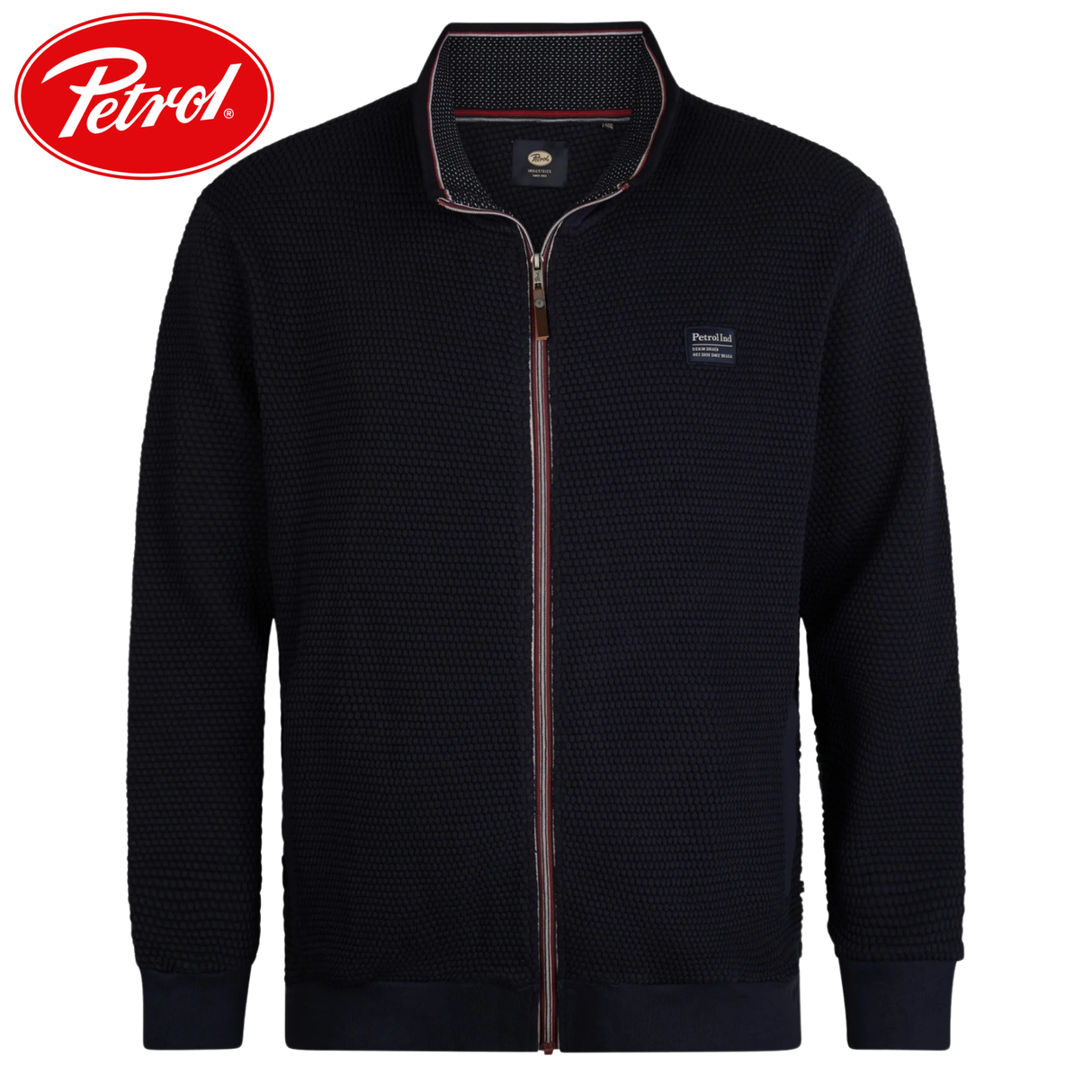 Petrol Sitka Full Zip Rib Navy Sweater Navy