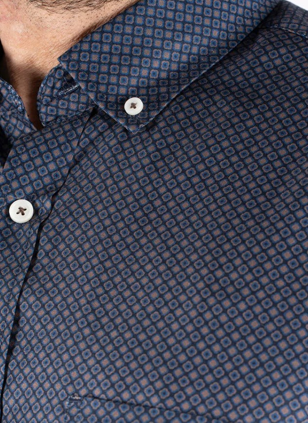 Pre End Andersen Navy Print Shirt Navy