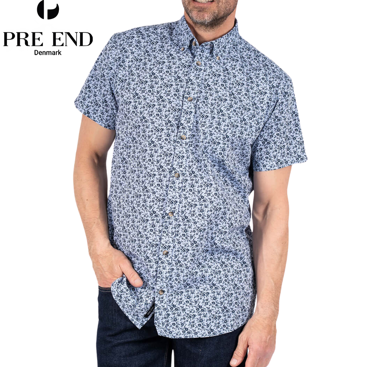 Pre End Chris Print Short Sleeve Shirt Blue