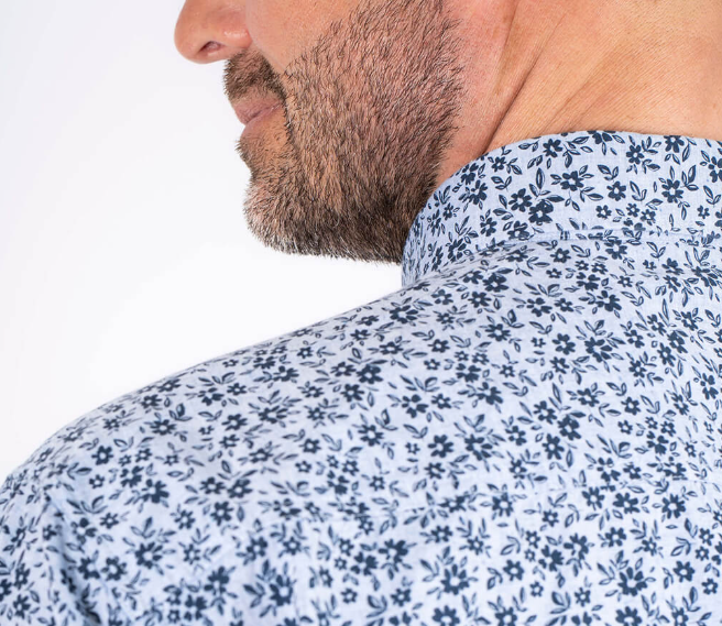 Pre End Chris Print Short Sleeve Shirt Blue