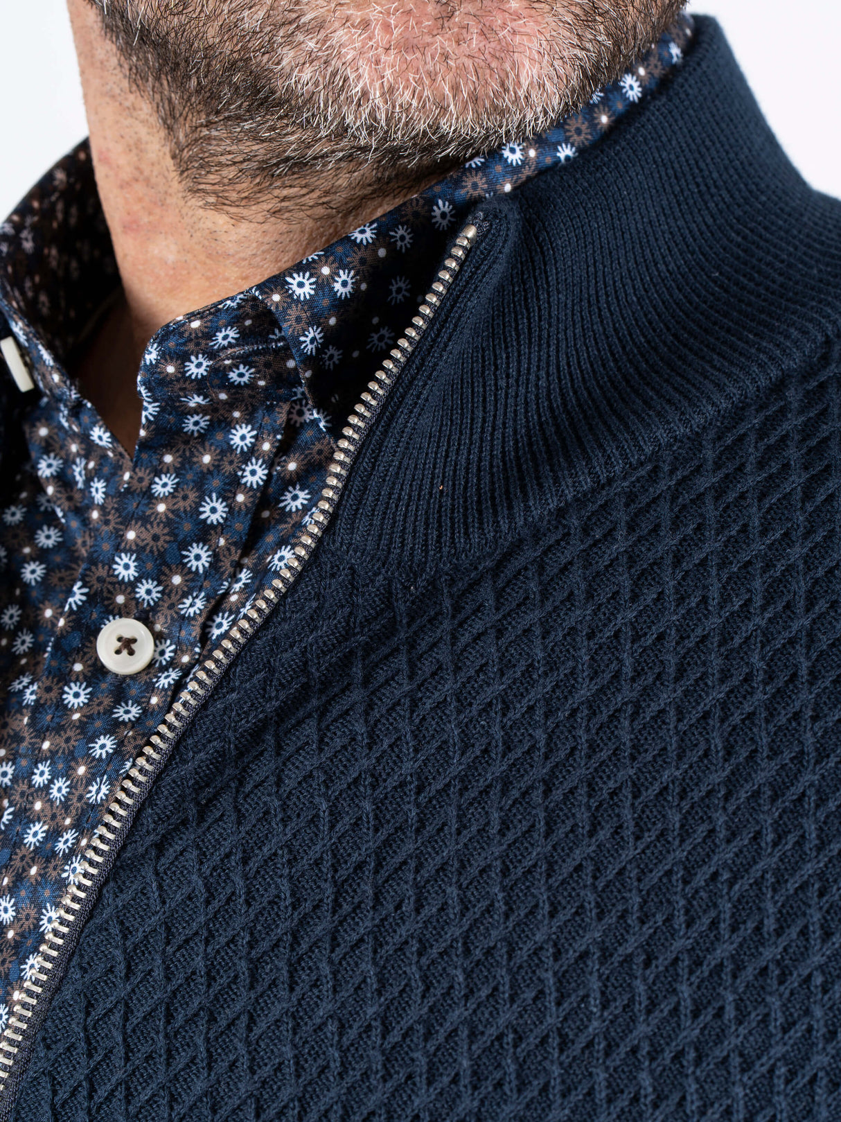 Pre End Ealf Short Collar Navy Zip Sweat Navy