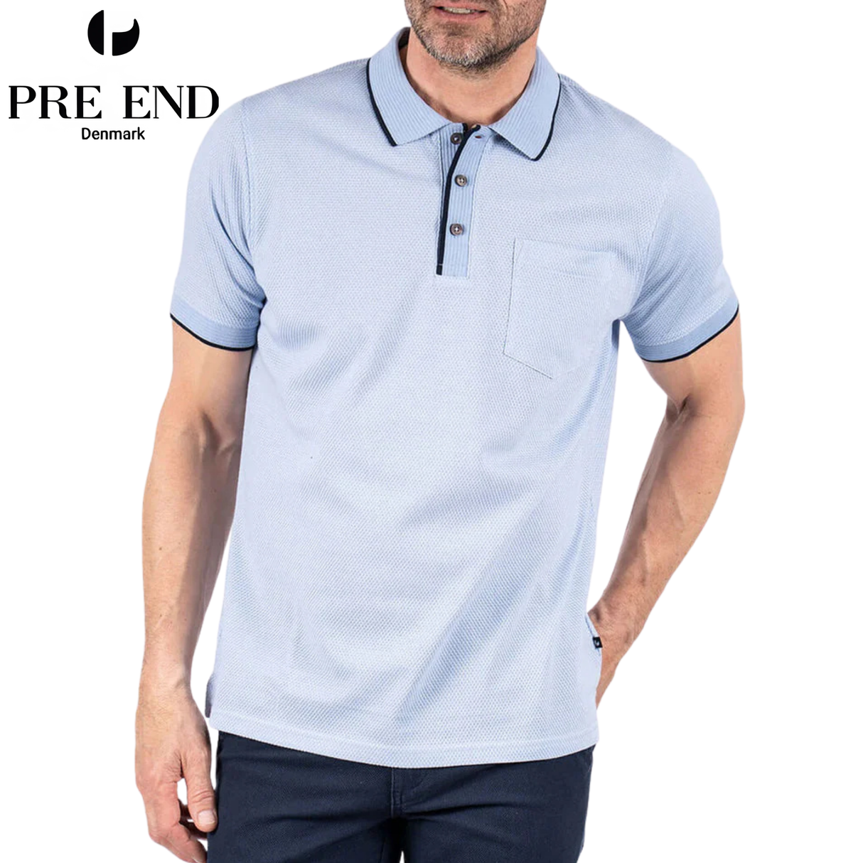 Pre End Hester Tipped Blue Polo Shirt Blue