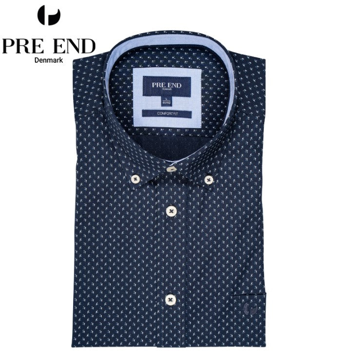 Pre End Napoli Print Long Sleeve Shirt Navy