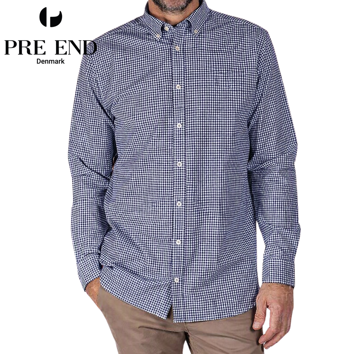 Pre End Porter Gingham Check Navy Shirt Navy
