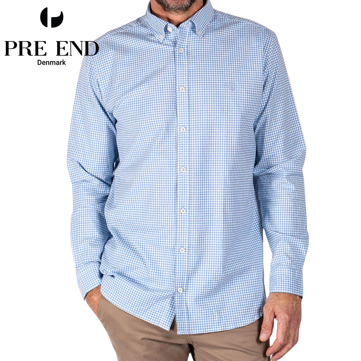 Pre End Porter Blue Gingham Check Shirt Blue