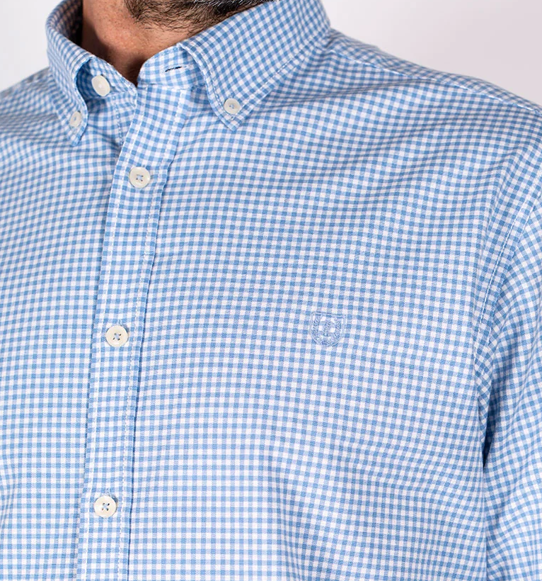 Pre End Porter Blue Gingham Check Shirt Blue