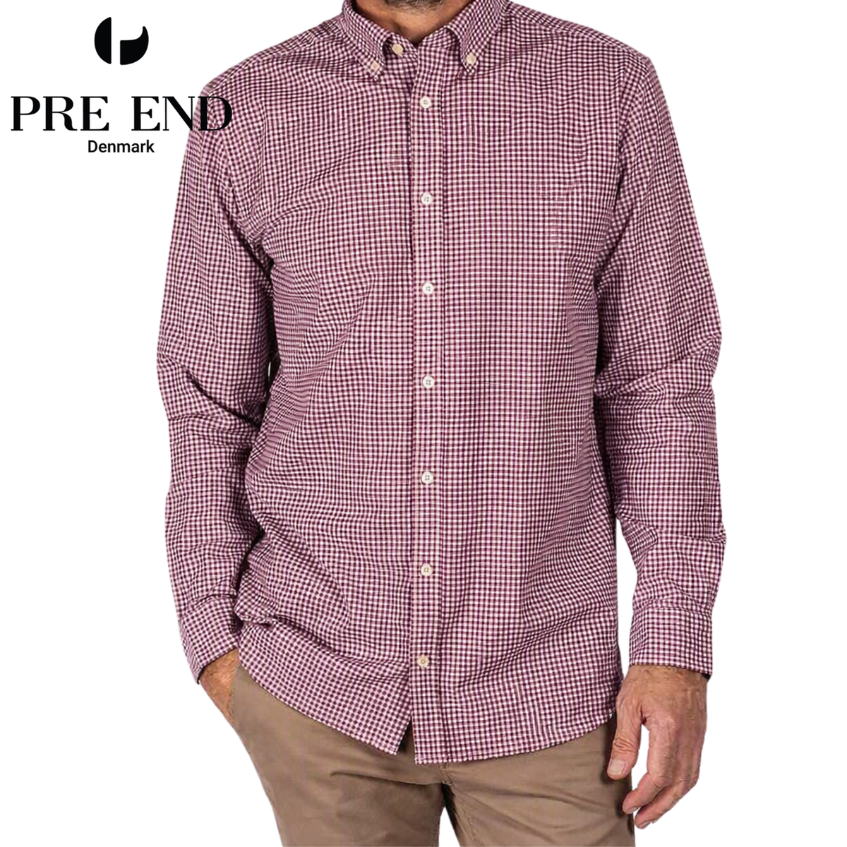 Pre End Porter Wine Gingham Check Shirt Wine