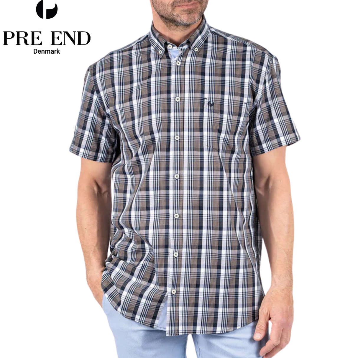 Pre End Rome Check Short Sleeve Sapphire Navy