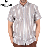 Pre End Ryder Stripe Short Sleeve Shirt Beige