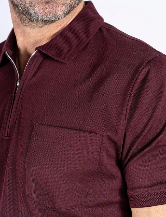 Pre End Sailor Zip Burgundy Polo Shirt Wine