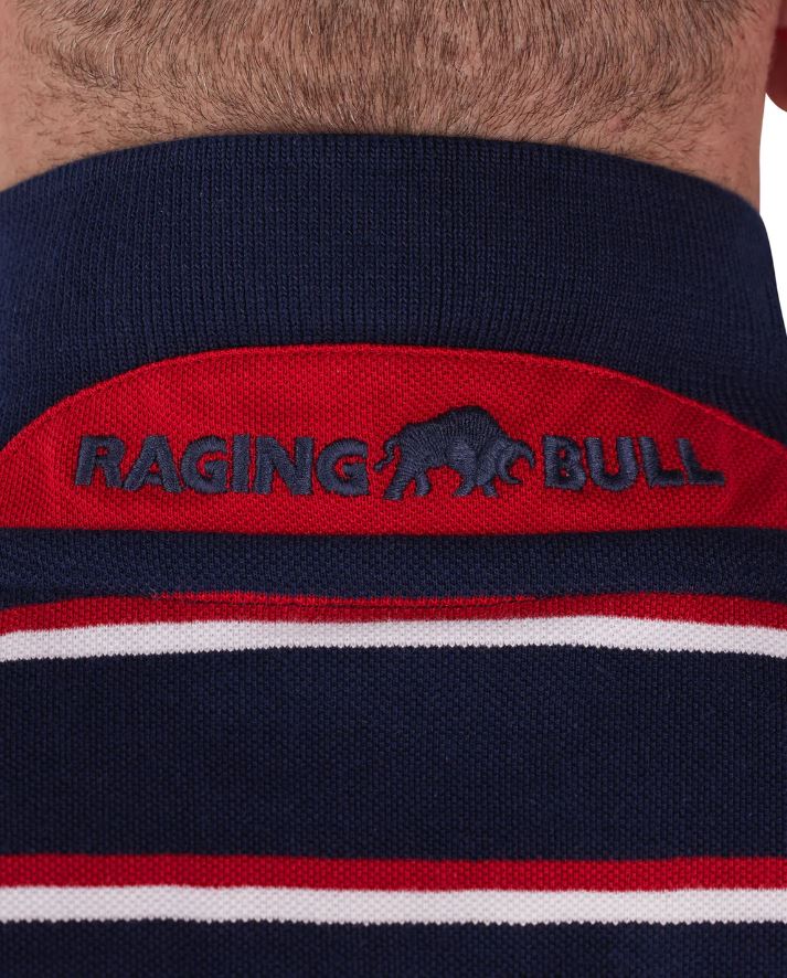 Raging Bull 2 Colour Breton Pique Polo Navy