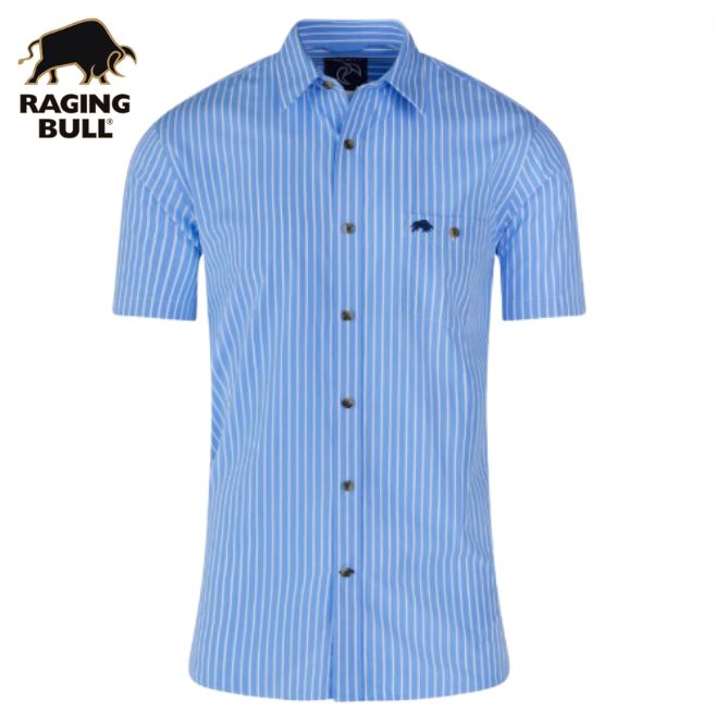 Raging Bull Bengal Stripe Blue Shirt Blue