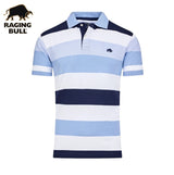 Raging Bull Birdseye Hoop Stripe Polo Blue