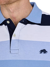 Raging Bull Birdseye Hoop Stripe Polo Blue
