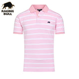 Raging Bull Birdseye Stripe Pique Polo Pink