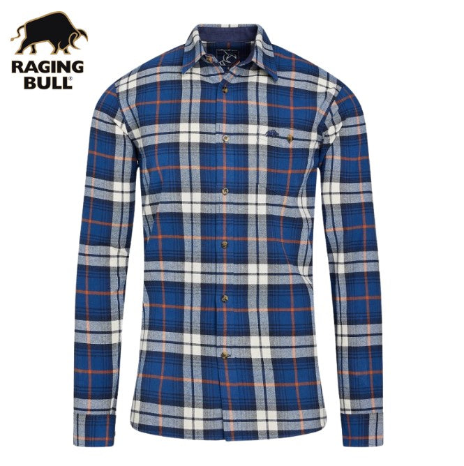 Raging Bull Brushed Cotton Plaid Shirt Navy