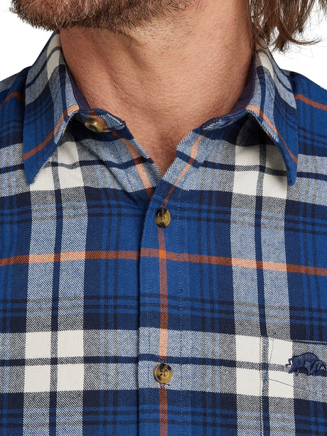 Raging Bull Brushed Cotton Plaid Shirt Navy