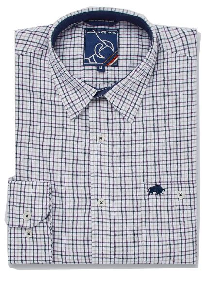 Raging Bull Brushed Twill Check Shirt Purple