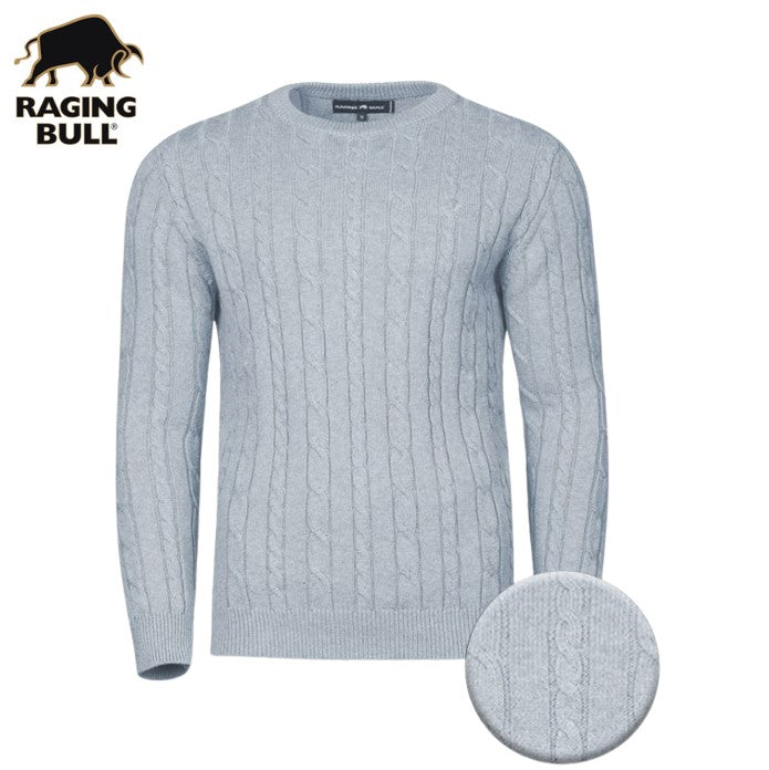 Raging Bull Cable Knit Grey Marl Jumper Grey