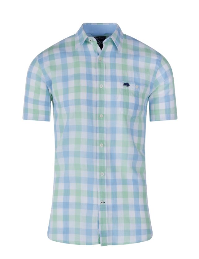 Raging Bull Linen Check Mint Shirt Green