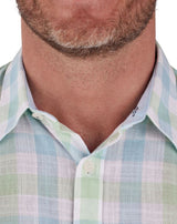 Raging Bull Linen Check Mint Shirt Green