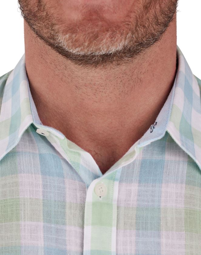 Raging Bull Linen Check Mint Shirt Green