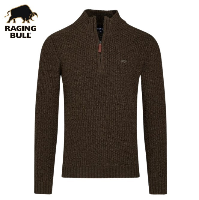 Raging Bull Chunky Quarter Zip Knit Khaki Green