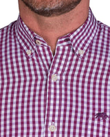 Raging Bull Classic Burgundy Check Shirt Purple
