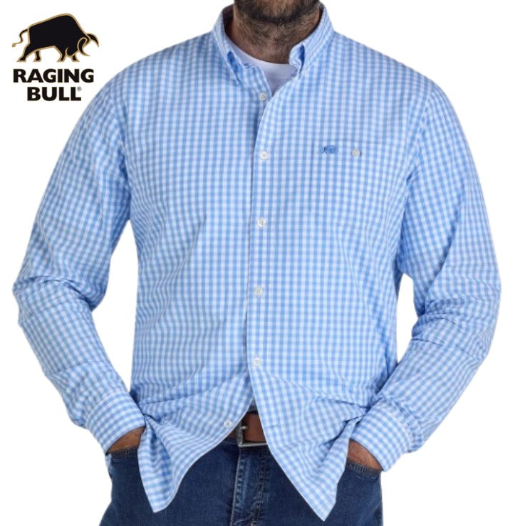 Raging Bull Classic Gingham Sky Shirt Blue