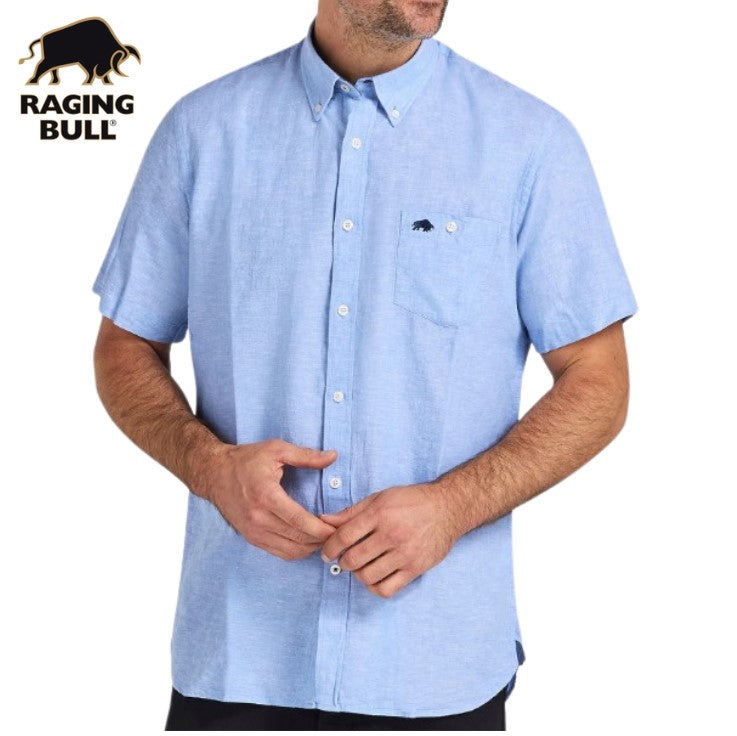 Raging Bull Classic Blue Linen S/S Shirt Blue