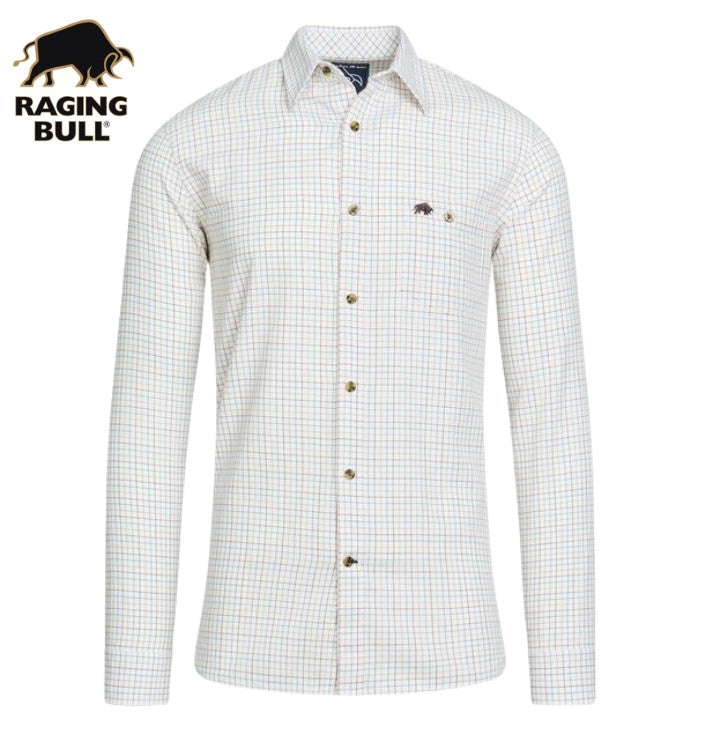 Raging Bull Brushed Country Check Shirt Beige