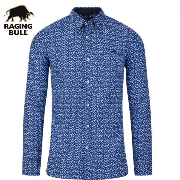 Raging Bull Floral Print Navy Shirt Navy