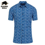 Raging Bull Flower Bud Print Blue Shirt Blue