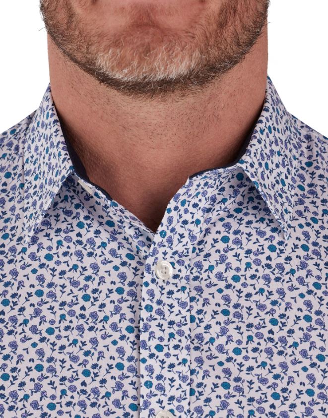 Raging Bull Flower Print Poplin Shirt Purple